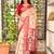 Off white cotton bandhej jacquard thread weaving saree with contrast blouse piece