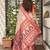 Off white cotton bandhej jacquard thread weaving saree with contrast blouse piece