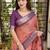 Peach cotton bandhej jacquard thread weaving saree with contrast blouse piece
