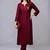 Maroon embroidered rayon kurta set