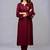 Maroon embroidered rayon kurta set