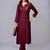 Maroon embroidered rayon kurta set