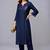 Navy embroidered rayon kurta set