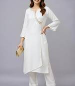 White embroidered rayon kurta set