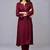 Maroon embroidered rayon kurta set