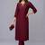 Maroon embroidered rayon kurta set