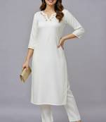 White embroidered rayon kurta set