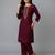 Maroon embroidered rayon kurta set