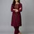 Maroon embroidered rayon kurta set