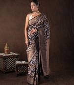 Black handloom banarasi silk saree