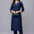 Navy embroidered rayon kurta set