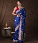 Blue handloom banarasi silk saree