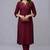 Maroon embroidered rayon kurta set