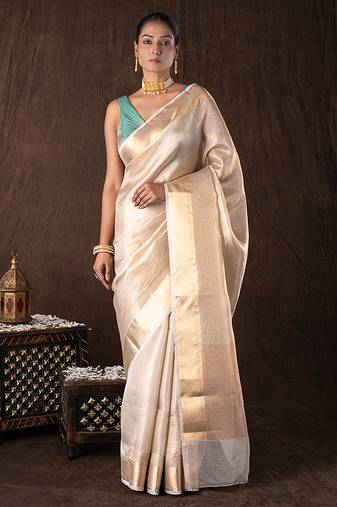 Gold handloom banarasi silk saree