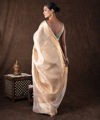 gold handloom banarasi silk saree with rich zari detailing 5