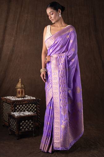Mauve handloom banarasi silk saree