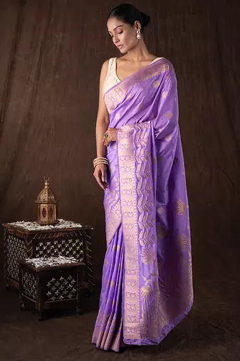 Mauve handloom banarasi silk saree