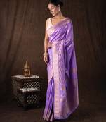 mauve handloom banarasi silk saree with zari work