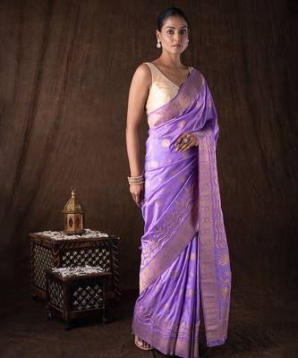 mauve handloom banarasi silk saree with zari work 3