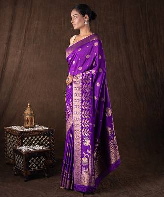 Purple handloom banarasi silk saree 2