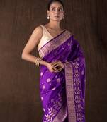Purple handloom banarasi silk saree