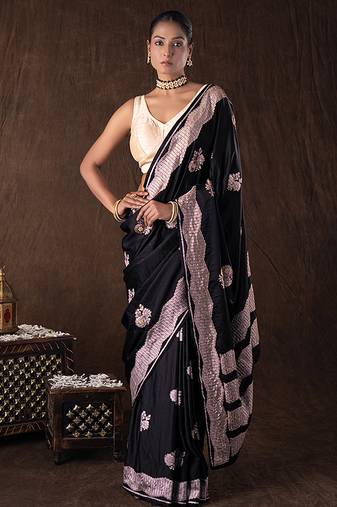 Black handloom banarasi silk saree