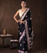 black handloom banarasi silk saree with zari border