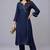 Navy embroidered rayon kurta set