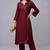 Maroon embroidered rayon kurta set