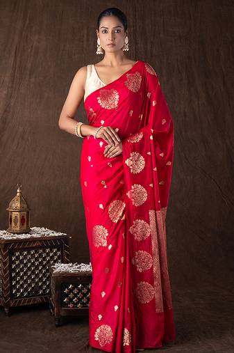 Red handloom pure silk saree