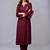 Maroon embroidered rayon kurta set