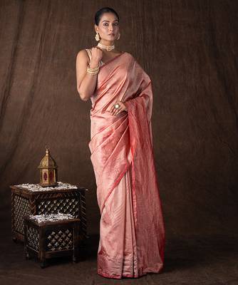 red handloom tissue silk saree with subtle shine 1