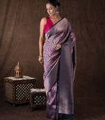 Navy blue handloom kanchipuram silk saree