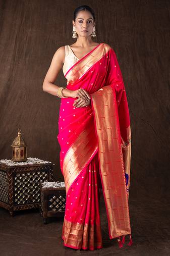 Pink handloom tissue silk saree