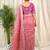 Pink cotton satin weaving zari border embroiderd saree with matching blouse piece