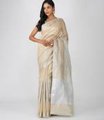 Beige handloom tissue silk saree