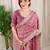 Pink cotton satin weaving zari border embroiderd saree with matching blouse piece