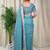 Blue cotton satin weaving zari border embroiderd saree with matching blouse piece