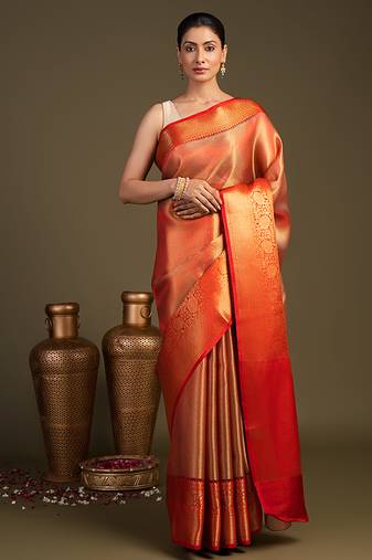 Red handloom banarasi silk saree