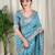 Blue cotton satin weaving zari border embroiderd saree with matching blouse piece
