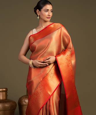 red handloom banarasi silk saree with rich zari finish 5
