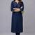 Navy embroidered rayon kurta set