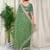 Green cotton satin weaving zari border embroiderd saree with matching blouse piece