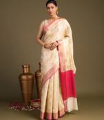 Beige handloom pure silk saree
