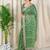 Green cotton satin weaving zari border embroiderd saree with matching blouse piece
