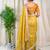Mustard cotton satin weaving zari border embroiderd saree with matching blouse piece