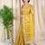 Mustard cotton satin weaving zari border embroiderd saree with matching blouse piece