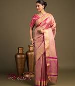 Pink handloom tissue silk saree