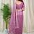 Purple cotton satin weaving zari border embroiderd saree with matching blouse piece