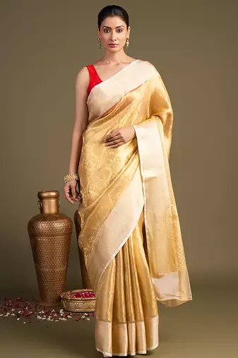 Gold handloom banarasi silk saree